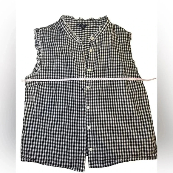 Forever 21 Woven Sleeveless Button  Shirt Black/White Checkered - Size Small - Picture 7 of 7